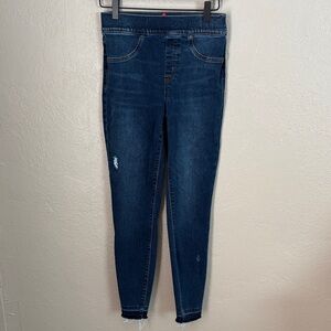 SPANX Women's DISTRESSED ANKLE SKINNY Pull On Shaping Raw Hem Jeans Small
